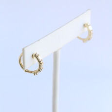 American Jewelry 14k Yellow Gold .74ctw Round & Baguette Diamond Hoop Earrings