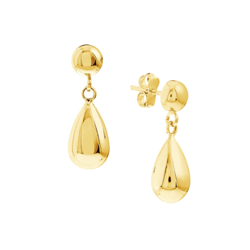 American Jewelry 10k Yellow Gold Bead Tear Drop Dangle Earrings