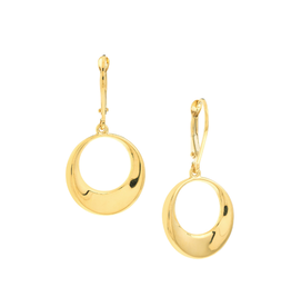 American Jewelry 10k Yellow Gold Puffed Circle Dangle Earrings