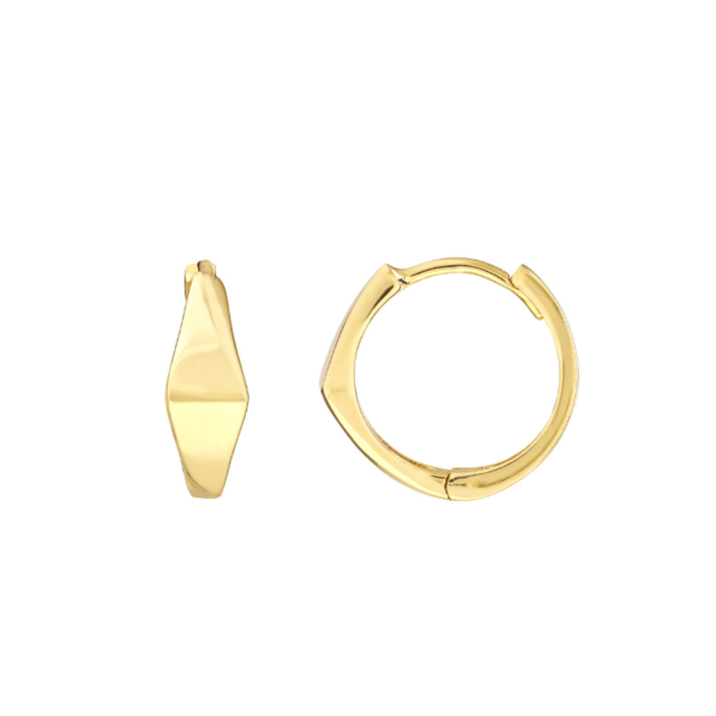 American Jewelry 10k Yellow Gold 3D Triangle Huggie Hoop Earrings