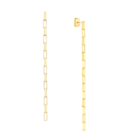 American Jewelry 14k Yellow Gold Fancy Long Box Chain Dangle Earrings