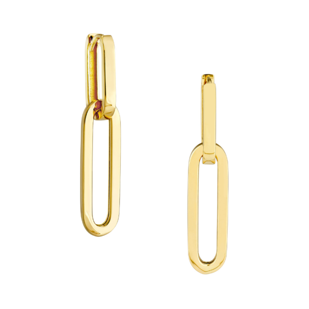 American Jewelry 14k Yellow Gold Double Paperclip Hoop Earrings