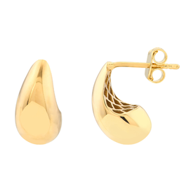 American Jewelry 14k Yellow Gold Small Teardrop Dome Earrings