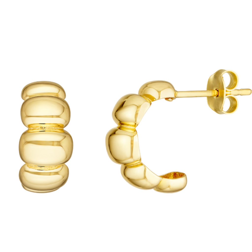 American Jewelry 14k Yellow Gold Puff J-Hoop Earrings