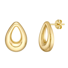 American Jewelry 14k Yellow Gold Open Tear Drop Stud Earrings