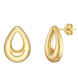 American Jewelry 14k Yellow Gold Open Tear Drop Stud Earrings