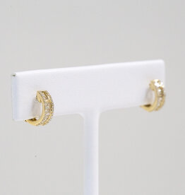American Jewelry 14k Yellow Gold 0.50ctw Diamond Round & Baguette Huggie Hoop Earrings