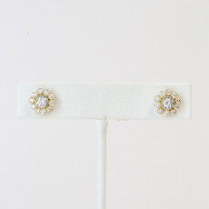 American Jewelry 14k Yellow Gold 1.02ctw Diamond Milgrain Bezel Flower Stud Earrings