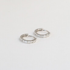 American Jewelry 14k White Gold 0.32ctw Asscher Diamond Huggie Hoop Earrings