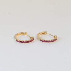 American Jewelry 14k Yellow Gold 0.50ctw Ruby Huggie Hoop Earrings