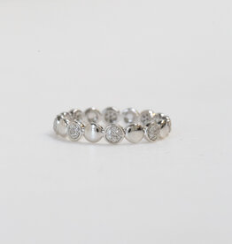 American Jewelry 14k White Gold 0.20ctw Diamond Bezel Station Stackable Band (Size 7)