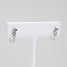 American Jewelry 14k White Gold 0.26ctw Tapered Bezel J-Huggie Hoop Earrings
