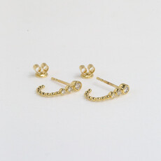 American Jewelry 14k Yellow Gold 0.26ctw Tapered Bezel J-Huggie Hoop Earrings