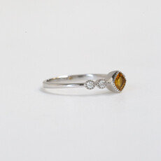 American Jewelry 14k White Gold 0.12ctw Diamond 0.30ct Citrine Bezel Set Ring (Size 7)