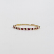 American Jewelry 14k Yellow Gold 0.10ctw Round Diamond 0.14ctw Ruby Alternating Band (Size 7)