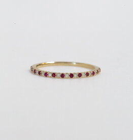 American Jewelry 14k Yellow Gold 0.10ctw Round Diamond 0.14ctw Ruby Alternating Band (Size 7)