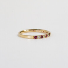 American Jewelry 14k Yellow Gold 0.20ctw Round Diamond 0.32ctw Ruby Alternating Band (Size 7)