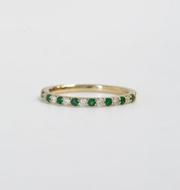 American Jewelry 14k Yellow Gold 0.20ctw Round Diamond 0.20ctw Emerald Alternating Band (Size 7)