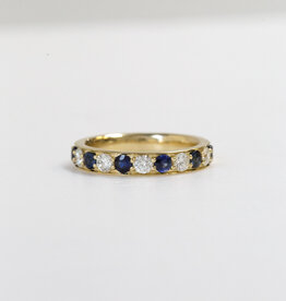 American Jewelry 14k Yellow Gold 0.50ctw Diamond 0.60ctw Blue Sapphire Alternating Band (Size 7)