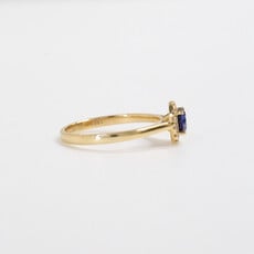 American Jewelry 14k Yellow Gold 0.14ctw Diamond 0.62ct Round Blue Sapphire Ring (Size 7)