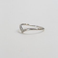 14k White Gold 0.06ctw Diamond V Curved Contour Band (Size 7)