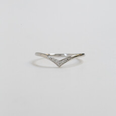 14k White Gold 0.06ctw Diamond V Curved Contour Band (Size 7)