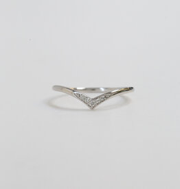 14k White Gold 0.06ctw Diamond V Curved Contour Band (Size 7)