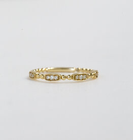 American Jewelry 14k Yellow Gold 0.08ctw Round Diamond Station Beaded Stackable Band (Size 7