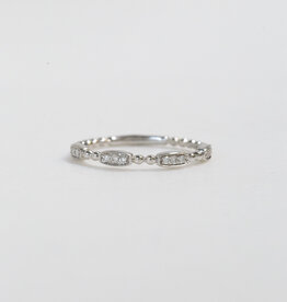 14k White Gold 0.08ctw Round Diamond Station Beaded Stackable Band (Size 7)