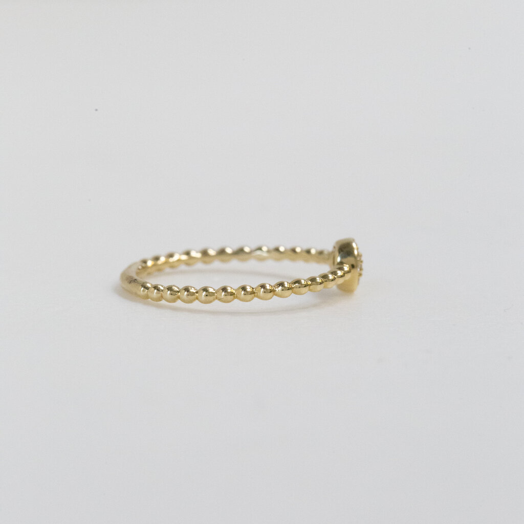 American Jewelry 14k Yellow Gold 0.10ctw Diamond Station Beaded Stackable Band (Size 7)