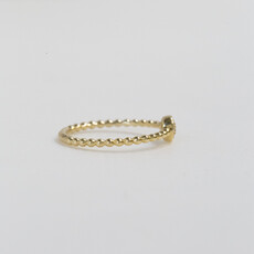 American Jewelry 14k Yellow Gold 0.10ctw Diamond Station Beaded Stackable Band (Size 7)