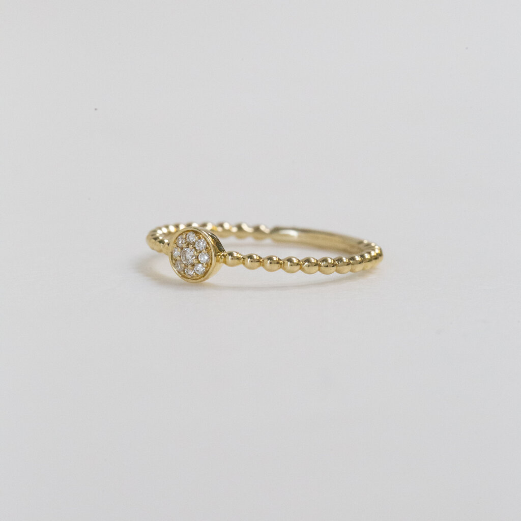 American Jewelry 14k Yellow Gold 0.10ctw Diamond Station Beaded Stackable Band (Size 7)