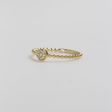 American Jewelry 14k Yellow Gold 0.10ctw Diamond Station Beaded Stackable Band (Size 7)