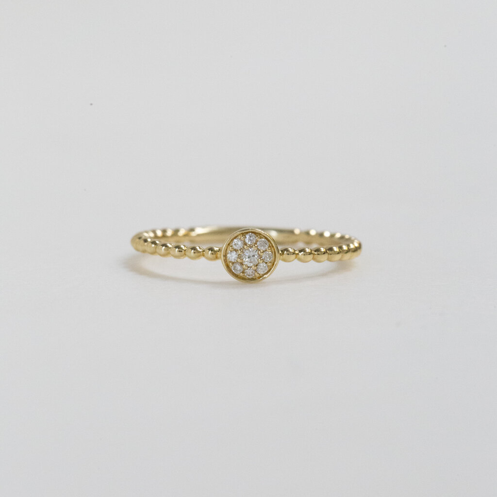 American Jewelry 14k Yellow Gold 0.10ctw Diamond Station Beaded Stackable Band (Size 7)