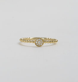 American Jewelry 14k Yellow Gold 0.10ctw Diamond Station Beaded Stackable Band (Size 7)