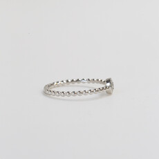 American Jewelry 14k White Gold 0.10ctw Diamond Station Beaded Stackable Band (Size 7)