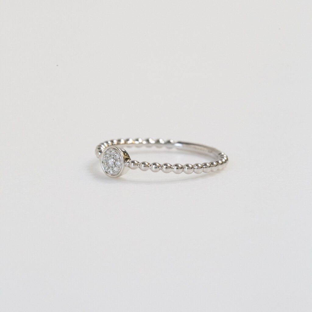 American Jewelry 14k White Gold 0.10ctw Diamond Station Beaded Stackable Band (Size 7)