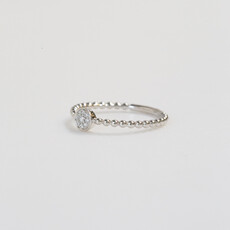 American Jewelry 14k White Gold 0.10ctw Diamond Station Beaded Stackable Band (Size 7)