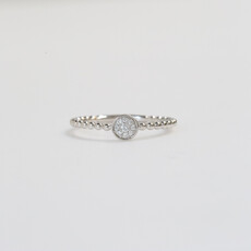 American Jewelry 14k White Gold 0.10ctw Diamond Station Beaded Stackable Band (Size 7)