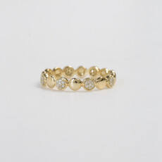 American Jewelry 14k Yellow Gold 0.20ctw Diamond Station Bezel Stackable Band (Size 7)