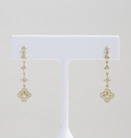 American Jewelry 14k Yellow Gold 0.46ctw Diamond Clover Star Dangle Stud Earrings
