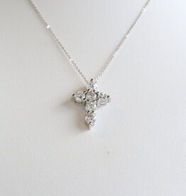 American Jewelry 14k White Gold 1.32ctw Diamond Cross Necklace