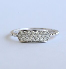 American Jewelry 14k White Gold .24ctw Diamond Pave Bar Beaded Ring