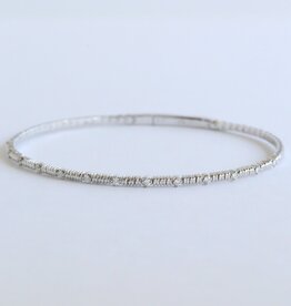 American Jewelry 14k White Gold .18ctw Diamond Textured Flexible Bangle Bracelet