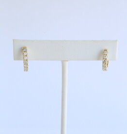 American Jewelry 14k Yellow Gold .88ctw Diamond Hoop Huggie Earrings