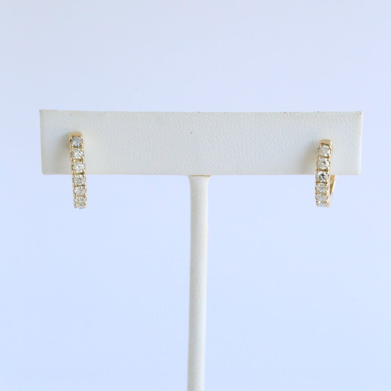 American Jewelry 14k Yellow Gold .88ctw Diamond Hoop Huggie Earrings