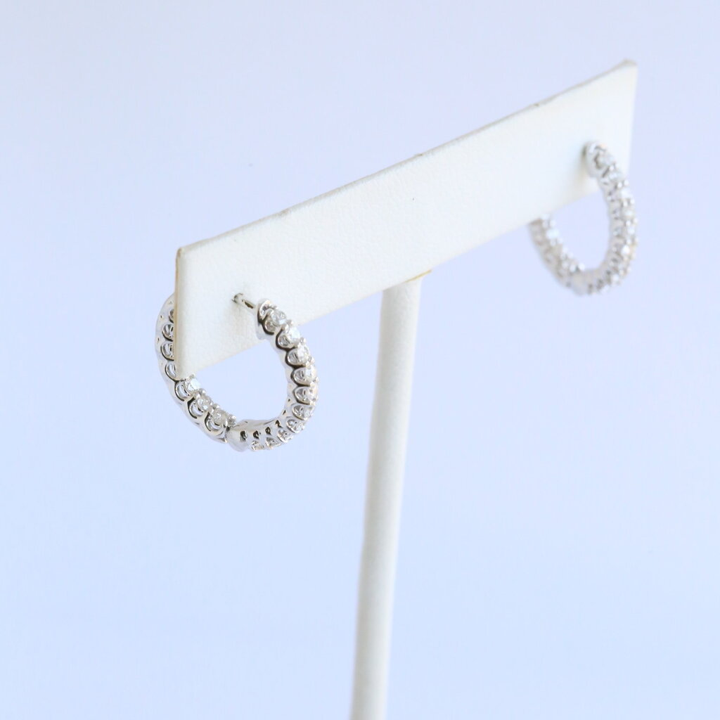 American Jewelry 14 White Gold 1ctw VS Diamond Inside Out Hoop Earrings