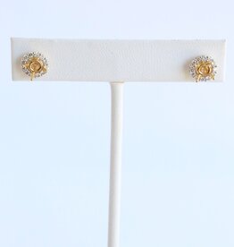 American Jewelry 14k Yellow Gold .50ct Diamond Round Halo Earring Jackets
