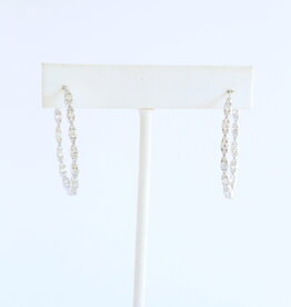 American Jewelry 14k White Gold .79ctw Diamond Scalloped Inside Out Hoop Earrings