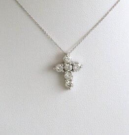 American Jewelry 14k White Gold 1.13ctw Diamond Cross Necklace